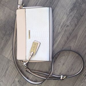 Simply Noelle Cream and Tan Crossbody Bag Paisley Interior Lining